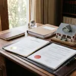 Legal documents and property deed on a desk representing LLC transfer process for STR investors