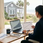 Investor reviewing STR market data and occupancy charts before buying an Airbnb property in 2026