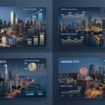 Data visualization showing World Cup 2026 STR revenue results across U.S. host cities including Dallas, Miami, San Francisco and Kansas City
