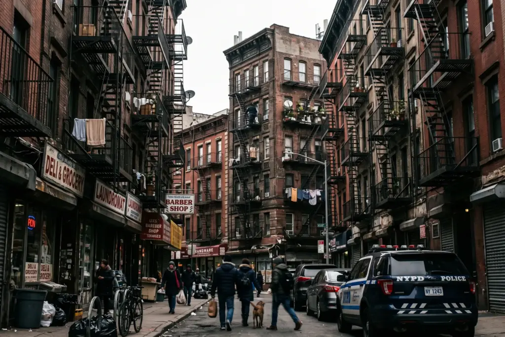 New York City apartment buildings and fire escapes representing Local Law 18 short-term rental enforcement impact
