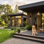 Dog sitting on vacation rental porch representing pet-friendly short term rental policy guide