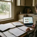 Investor reviewing STR property documents including insurance forms and HOA paperwork